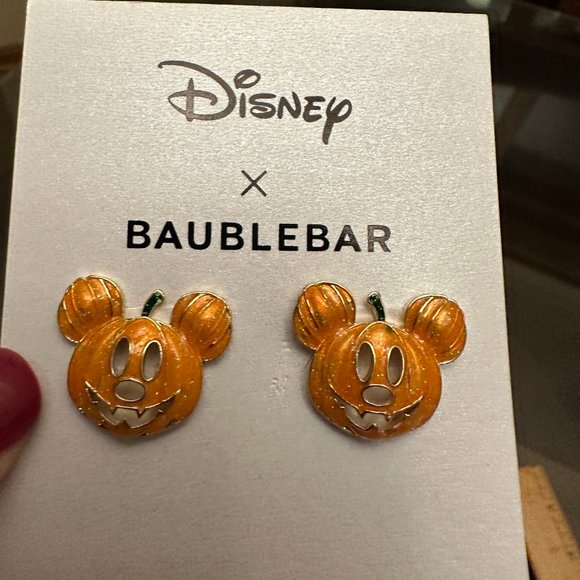 BaubleBar Jewelry - NEW Disney x Baublebar Halloween Mickey Pumpkin Stud Glittery Earrings
